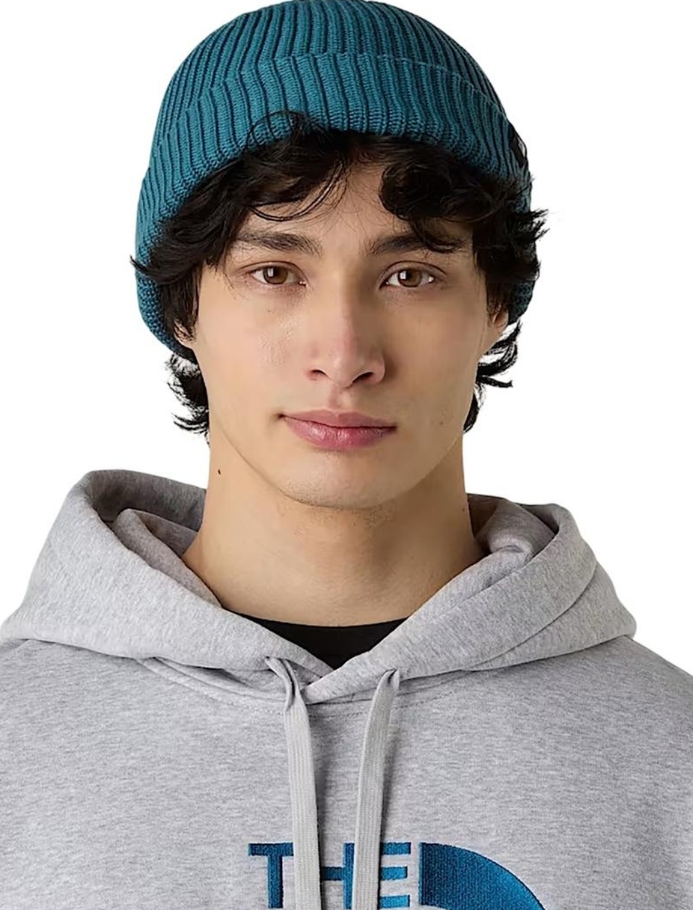 The North Face Fisherman Shallow Crown Cropped Beanie in "Space" teal